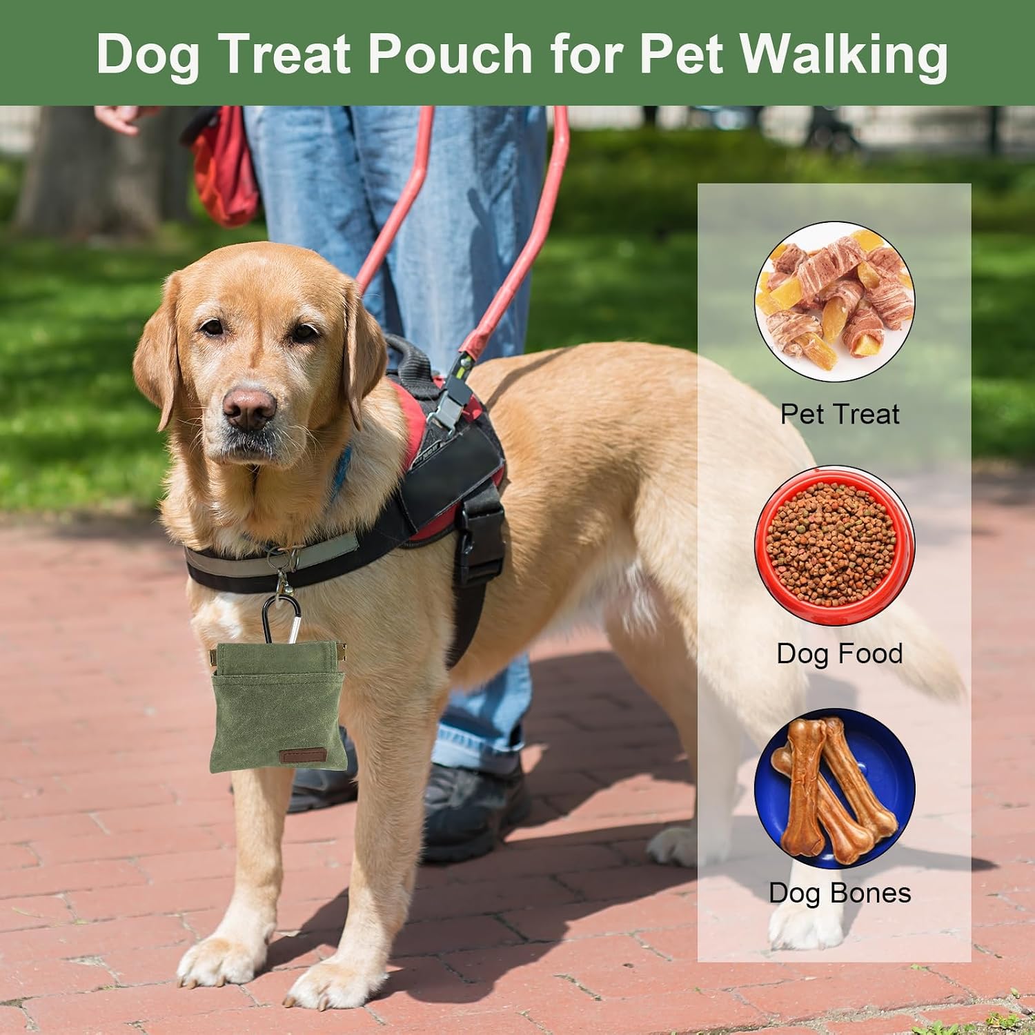 Kzanvov dog treat pouches attached to a belt for hands-free training