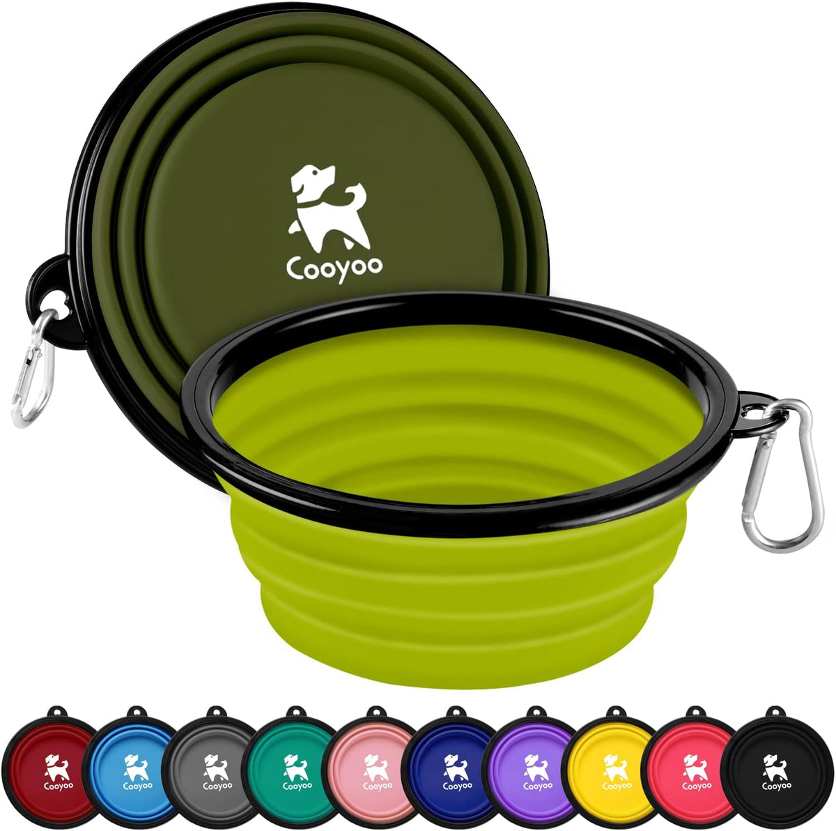 COOYOO Collapsible Dog Bowl,2 Pack Collapsible Dog Water Bowls for Cats Dogs,Portable Pet Feeding Watering Dish for Walking Parking Traveling with 2 Carabiners - Image 14