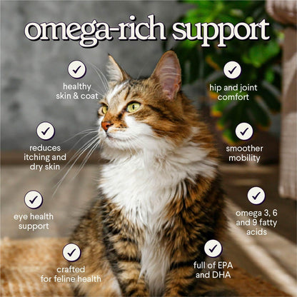 Wonder Paws premium fish oil liquid supplement for cats allergy relief
