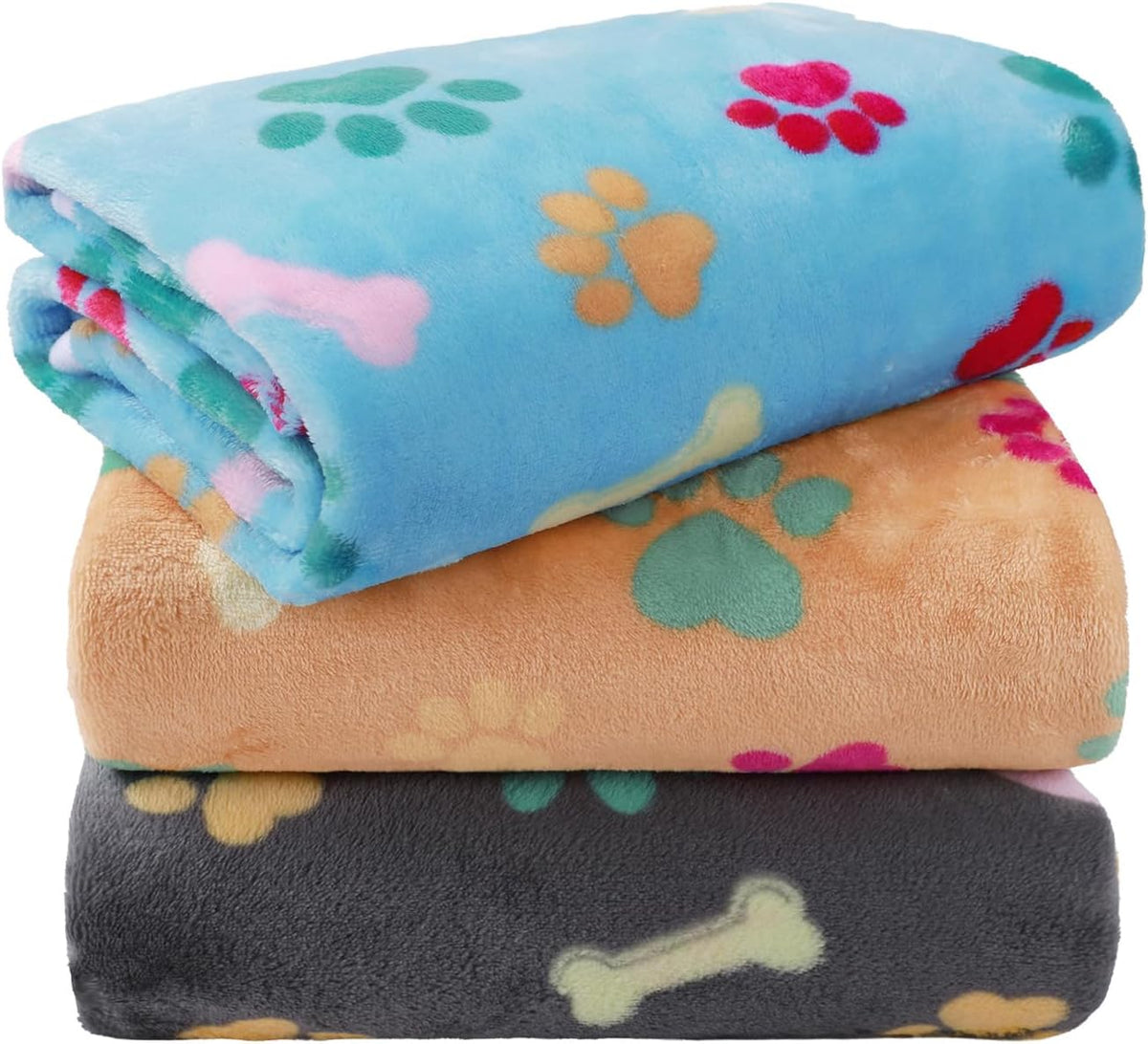 LINENLUX 1 Pack 3 Blankets Super Soft Fluffy Premium Fleece Dog Blankets for Puppy Cat Pet Blanket Flannel Throw Warm Sleep Dog Paw-3pcs 23x16 inch - Image 13