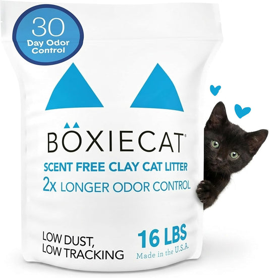 Boxiecat Unscented 30 Day Odor Control Clumping Clay Cat Litter 16 lb front view