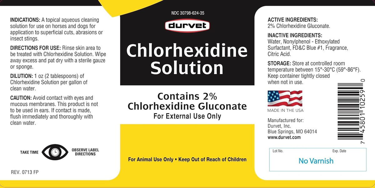 Authentic Durvet 2% Chlorhexidine Gluconate veterinary antiseptic wash