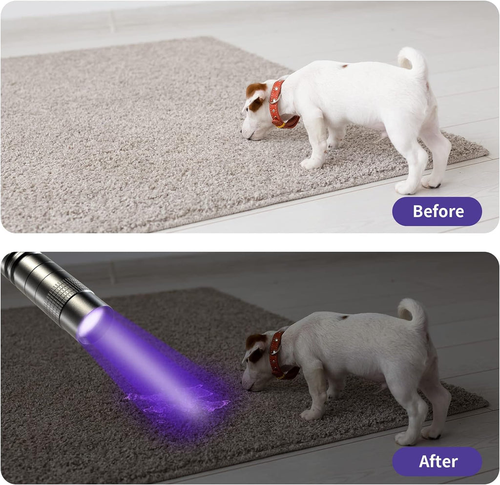 Portable COSOOS UV pen light clipped securely to a shirt pocket for easy accessibility.