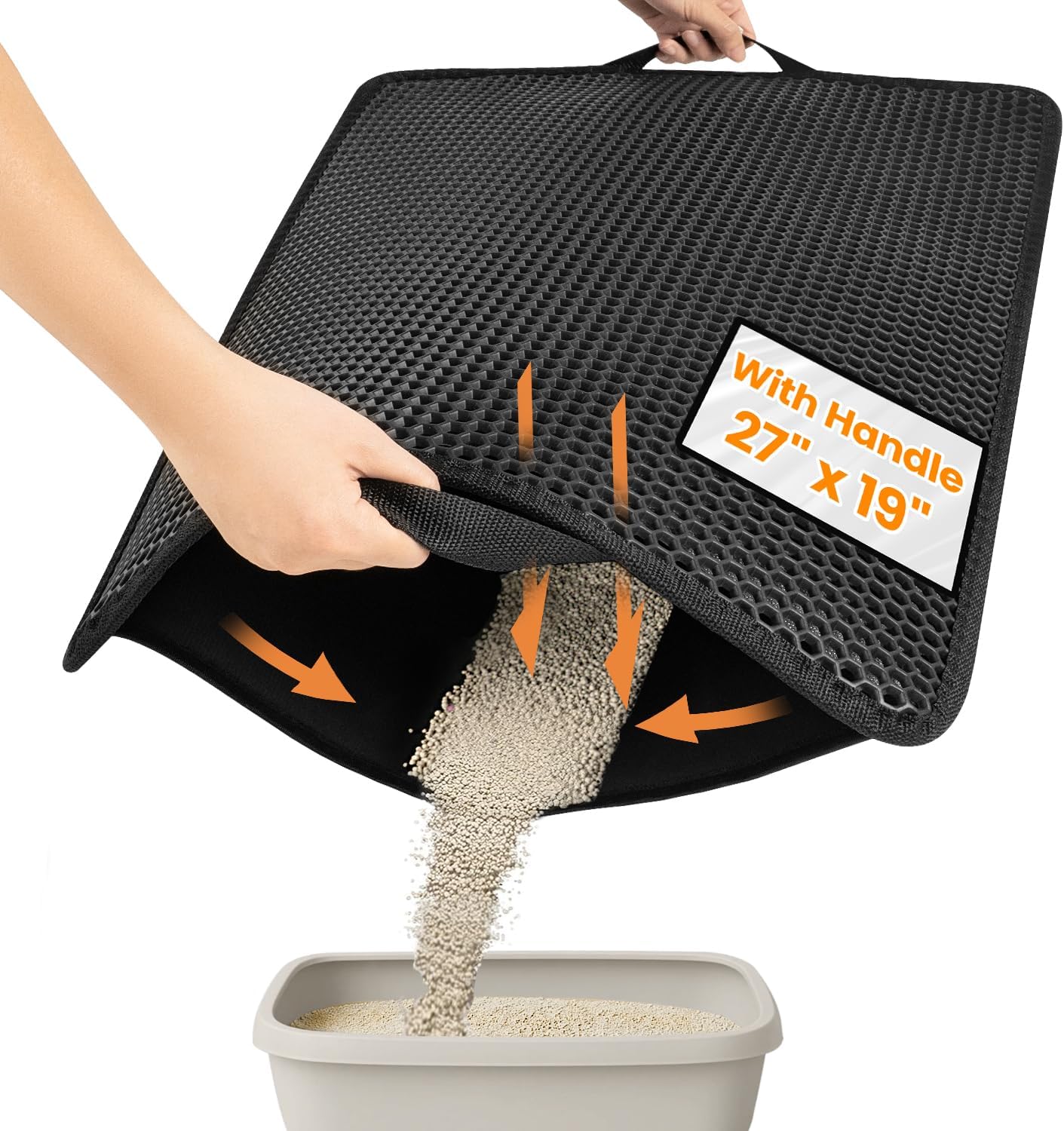 Cat Litter Trapping Mat, 24"x18" Universal Fit Litter Box Floor Mat, Hexagon Grids & Anti-Leak Base, Machine Washable, Non-Slip Kitty Mat for Most Homes, Gray - Image 11