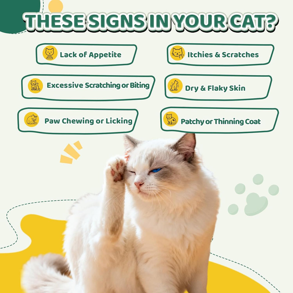 Wagmee natural oral flea treatment supplement for cats with probiotics and chicken flavor.