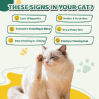 Wagmee natural oral flea treatment supplement for cats with probiotics and chicken flavor.