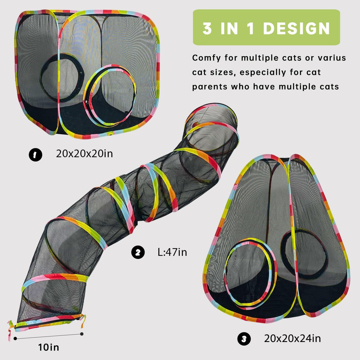 Portable outside catio enclosure folded down compactly next to its storage bag