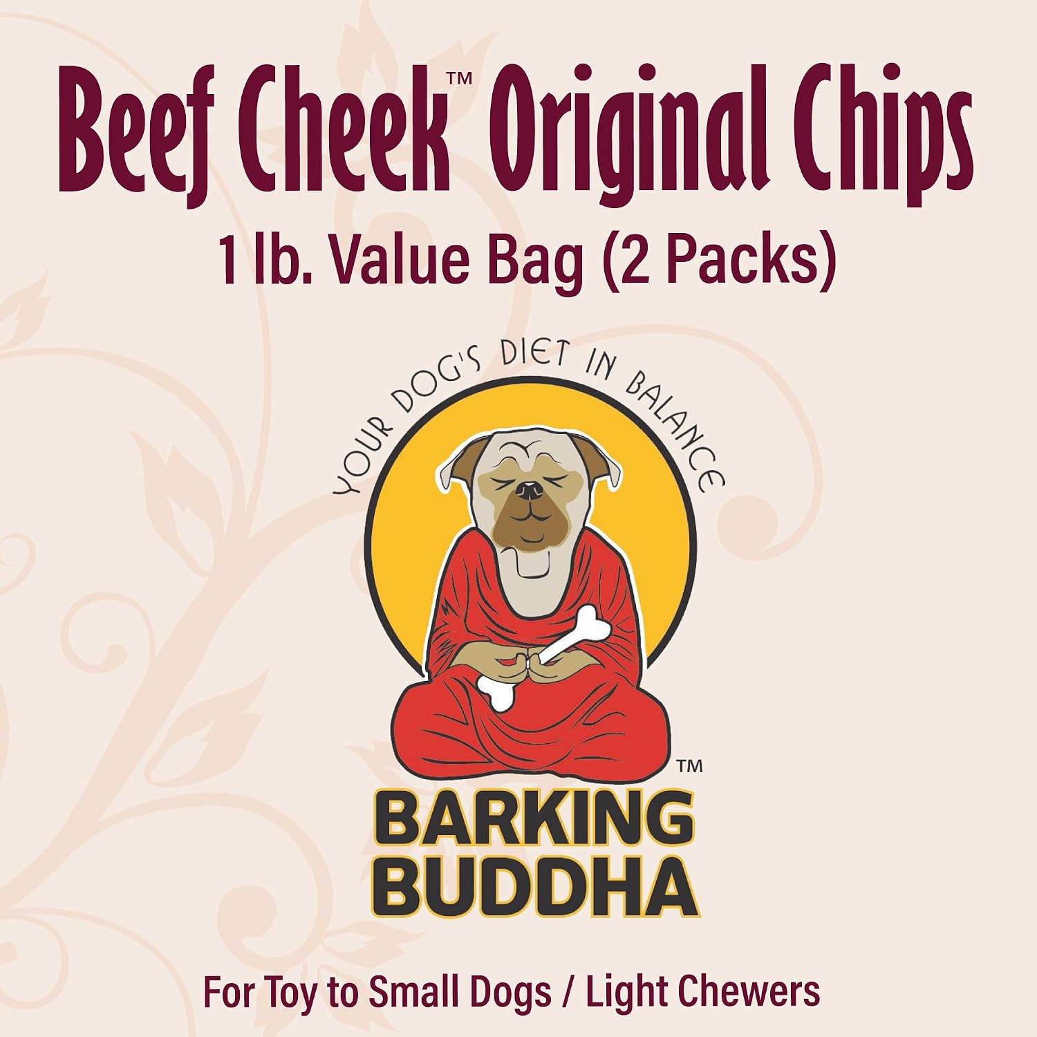 Extra thick natural beef cheek chips scattered out of the bag for small dogs