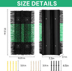 Two livestock scratching brushes showing green and black bristles