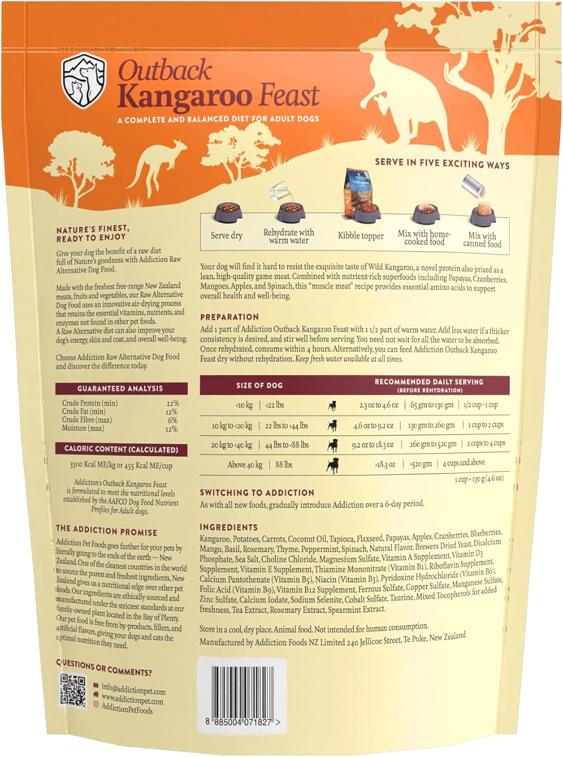 Addiction Outback Kangaroo Feast Air-Dried Grain-Free Dog Food - Complete Meal or Topper with Natural Ingredients for Digestive and Skin & Coat Health, 2lb - 2 Packs - Image 9