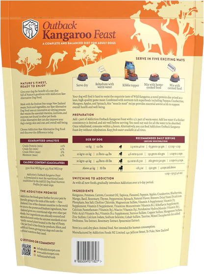 Addiction Outback Kangaroo Feast Air-Dried Grain-Free Dog Food - Complete Meal or Topper with Natural Ingredients for Digestive and Skin & Coat Health, 2lb - 4 Packs - Image 9