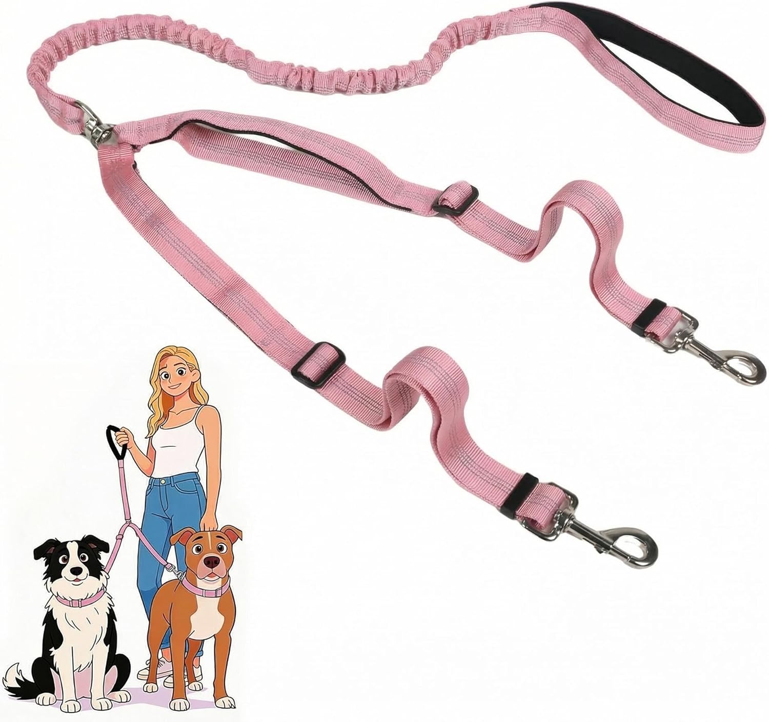 Sucegi heavy duty double pet extension leash packaged and ready for daily outdoor walking.