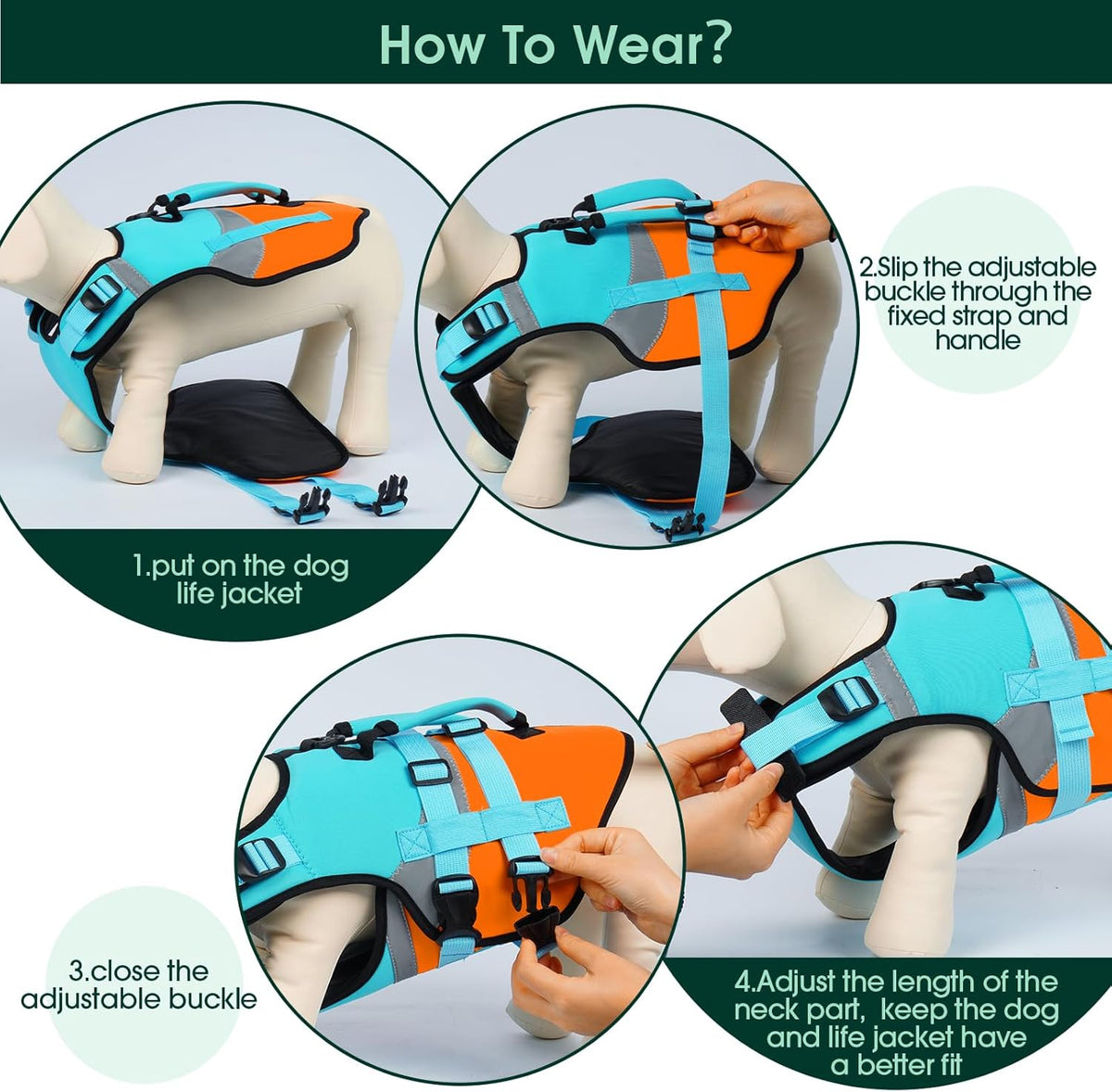 Kuoser canine swim vest quick release buckle system
