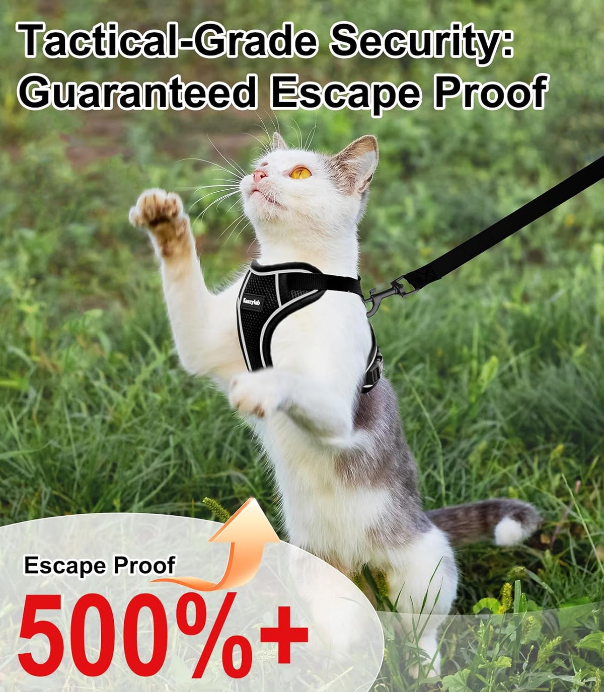 Breathable air mesh cat vest harness with adjustable straps.