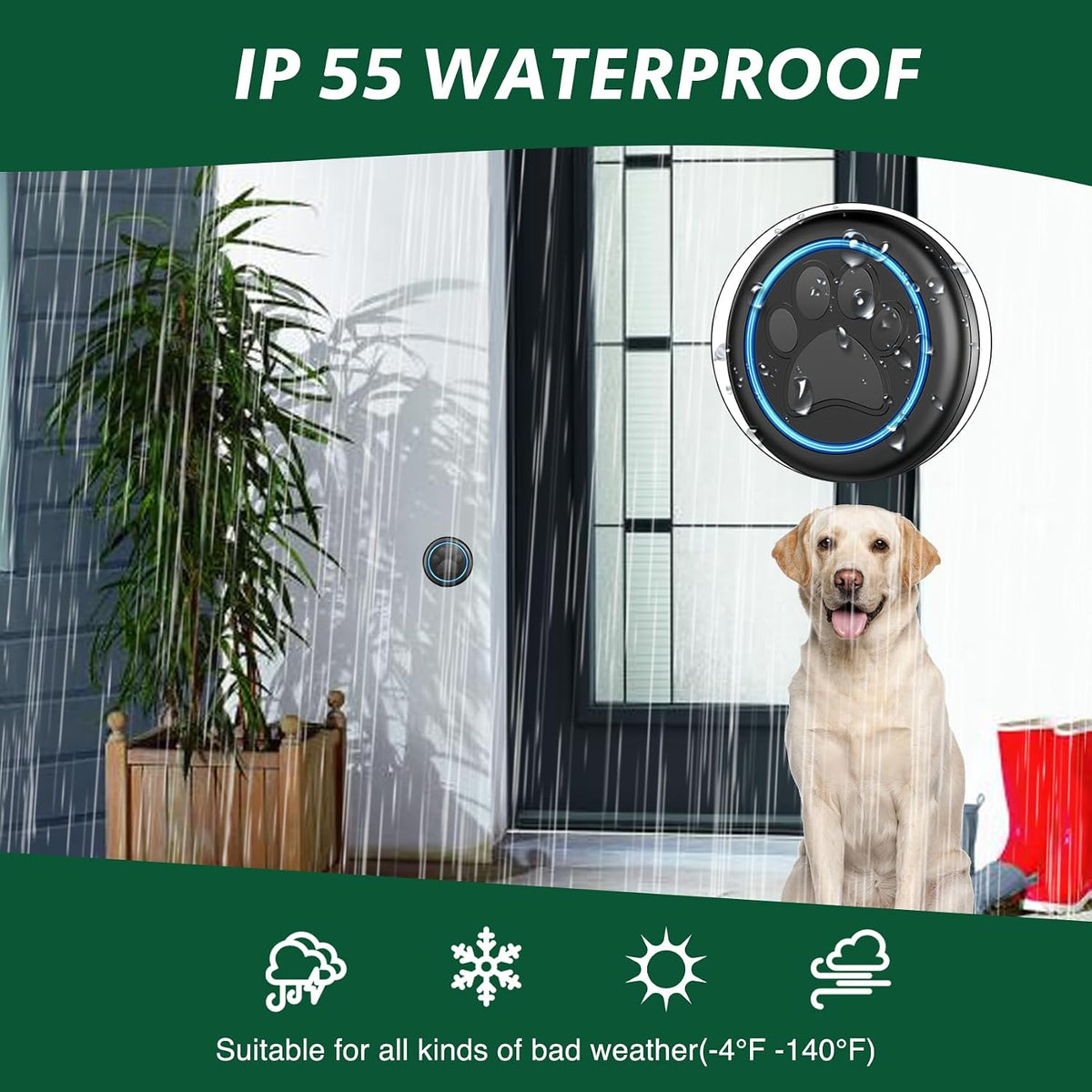 Dog Door Bell for Potty Training, Smart Wireless Doggie Doorbell to Go Outside, 1000 Feet Long Range with IP65 Waterproof Super-Light Touch Button, 60 Melodies & Adjustable Volume (2 Button) - Image 5