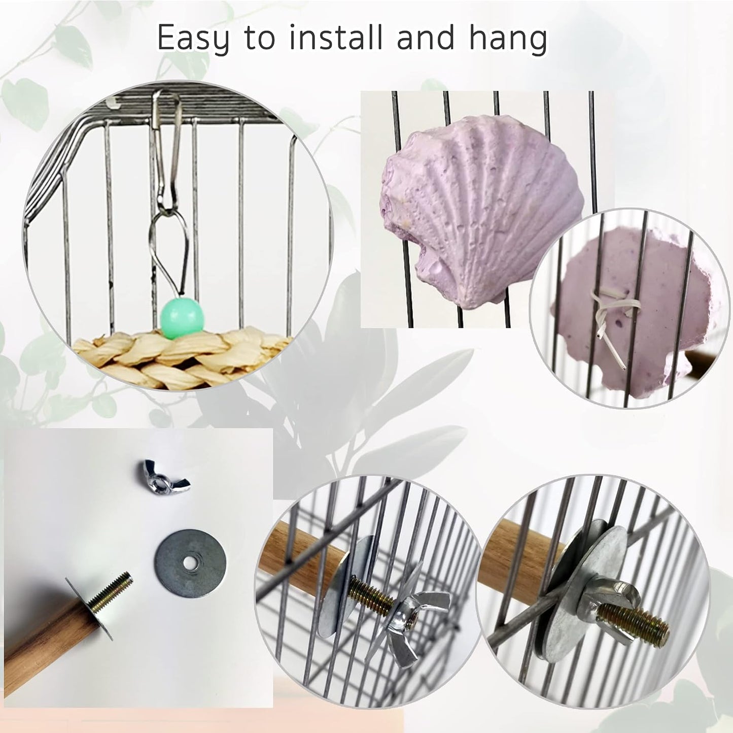 Complete six piece Qimilenzy bird cage accessory assortment packaging view