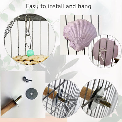 Complete six piece Qimilenzy bird cage accessory assortment packaging view