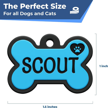 GoTags customized bone shape pink pet tag laser engraved detail