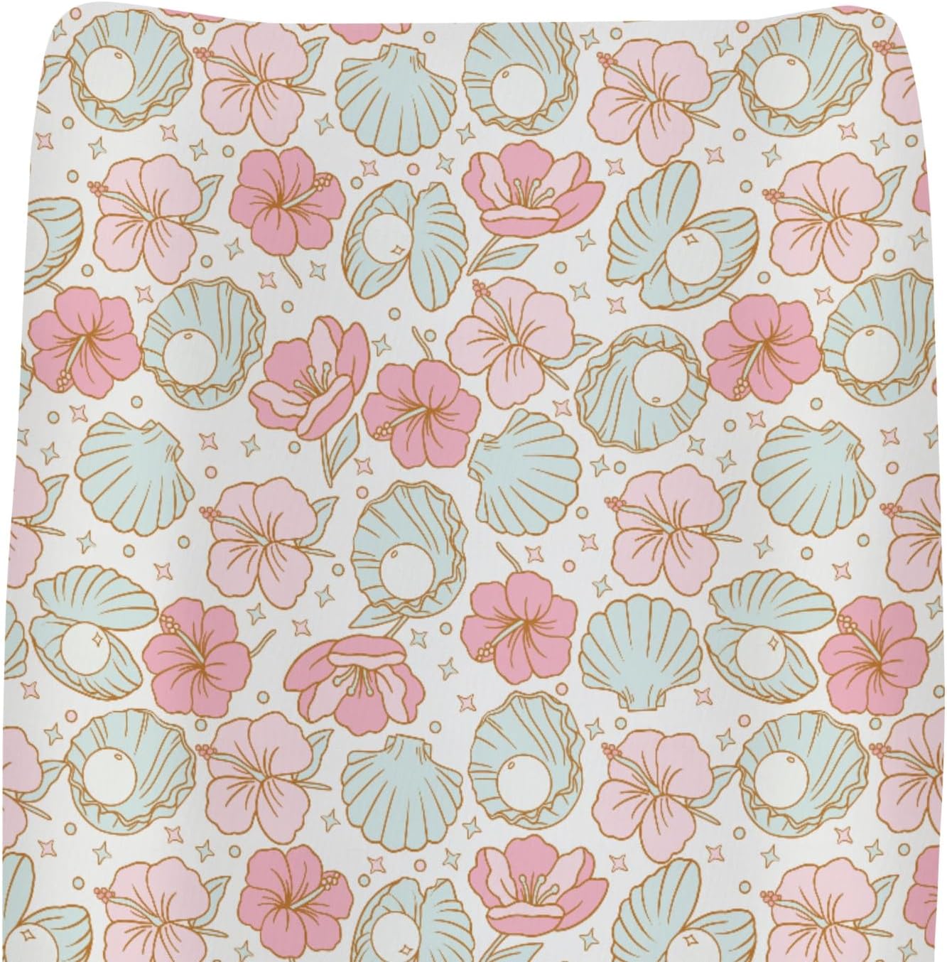 ZoUbqchY Boho Mermaid Floral Changing Pad Cover front view