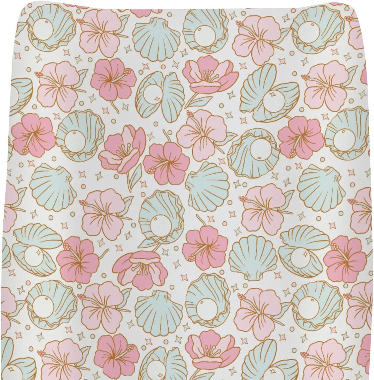 ZoUbqchY Boho Summer Mermaid Floral Changing Pad Cover front view
