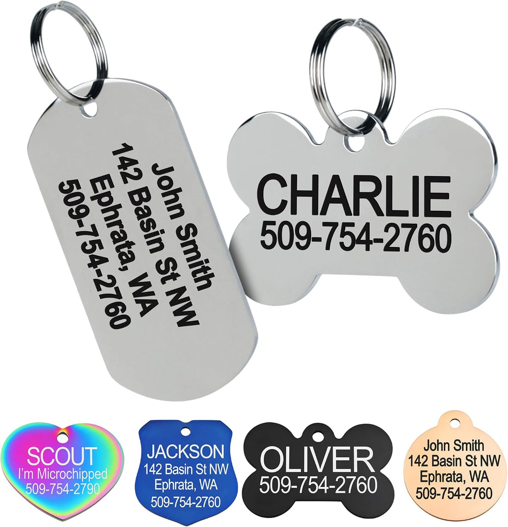 GoTags heavy duty weather resistant customized pet tag attached to outdoor dog harness