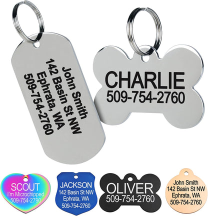 GoTags heavy duty weather resistant customized pet tag attached to outdoor dog harness