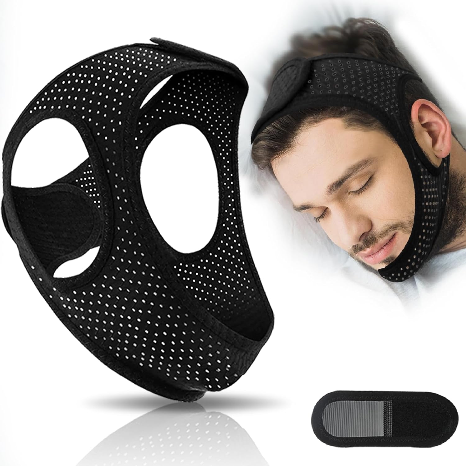 Forzacx anti snoring chin strap front view for sleep apnea support.