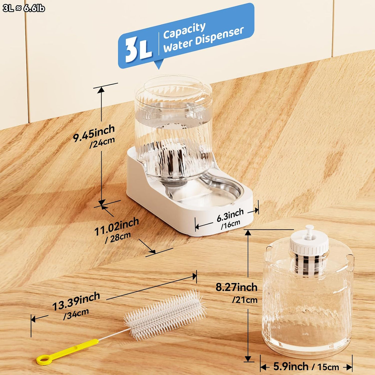 JUNSPOW Automatic Cat Water Dispenser with Stainless Steel Bowl, Dog Water Bowl Dispenser Adjustable Water Dispensing, Auto Pet Waterer for Cats and Dogs - Image 9