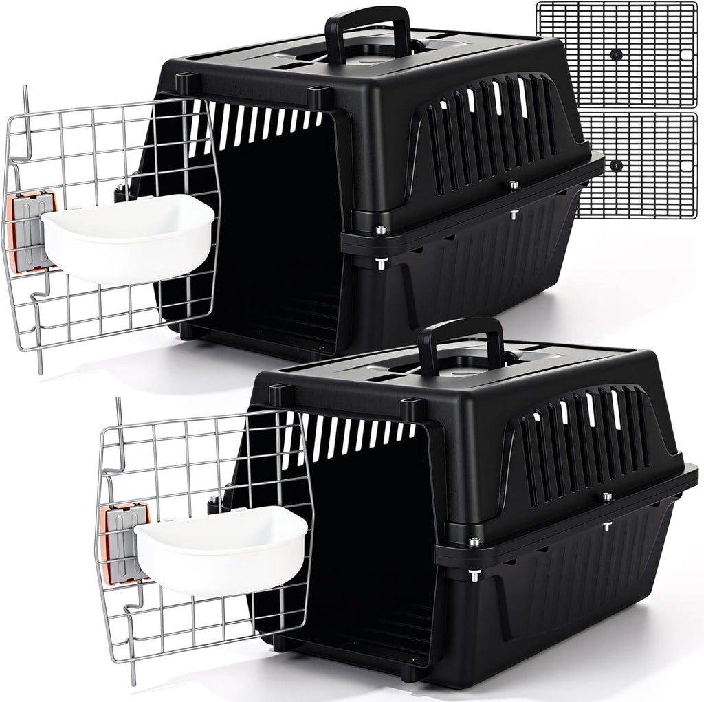 Locmeo 2 set hard sided plastic pet carrier front view