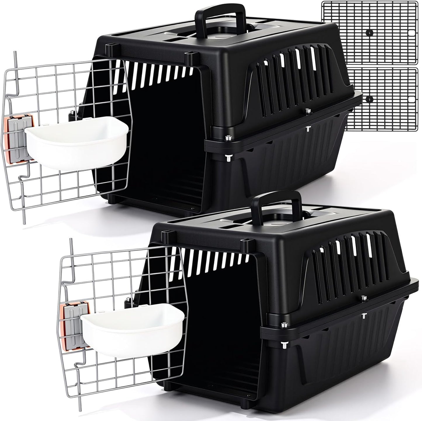 Locmeo 2 set hard sided plastic pet carrier front view