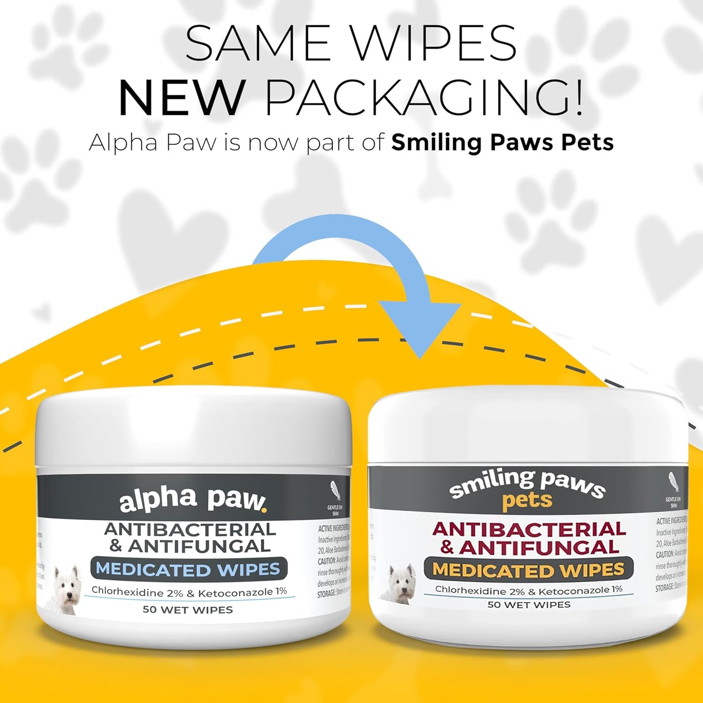 Medicated chlorhexidine wipes for dog paws and skin folds treatment