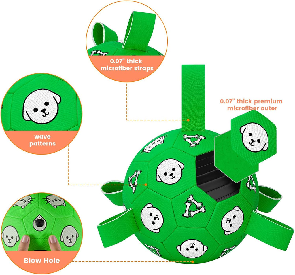 Wyntrium dog soccer ball showing bone and puppy graphics