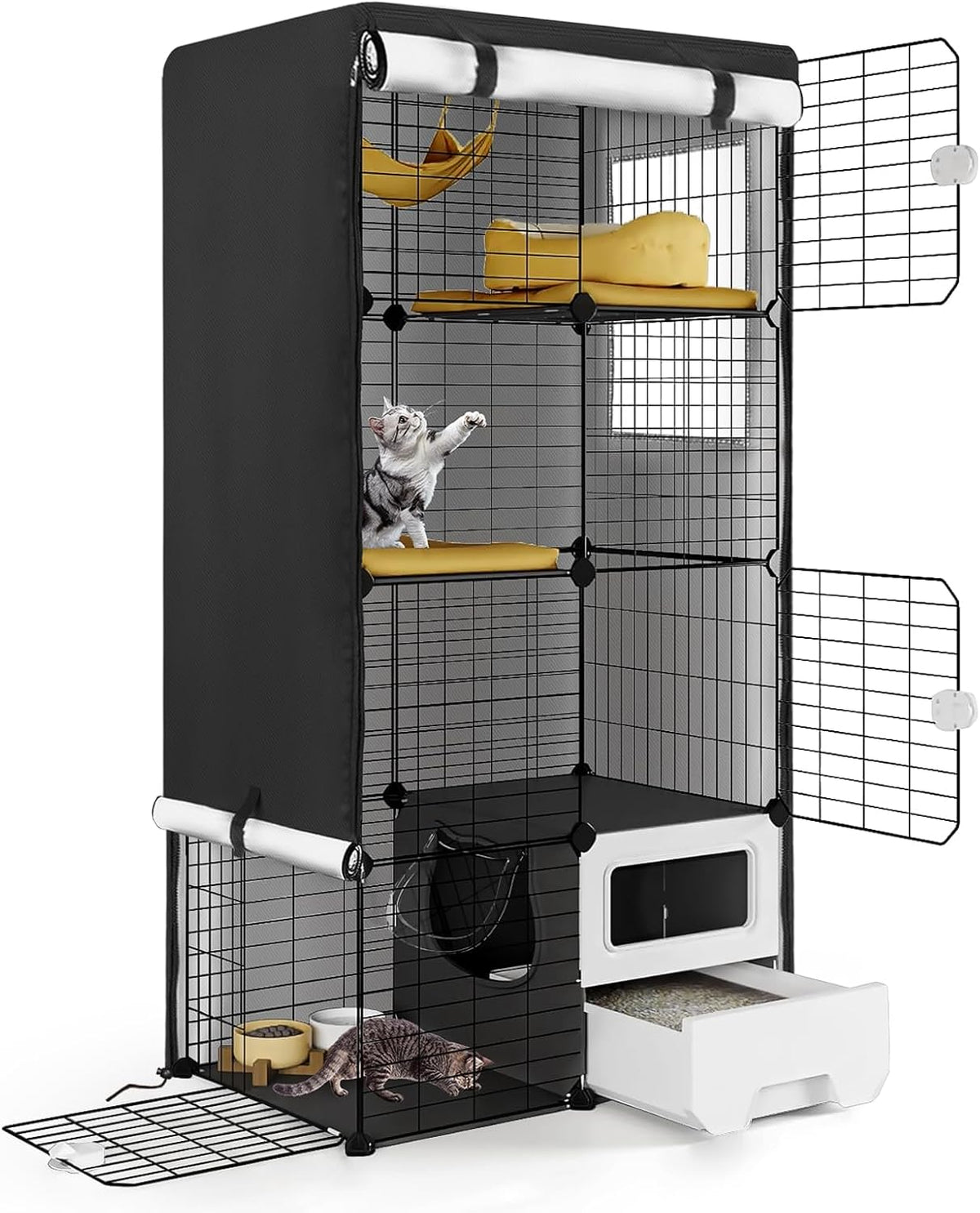 Catio Cover, 37" L x 23.5" W x 50" H Waterproof Cover for Outdoor Cat Enclosure, 420D Cat Cage Cover for Homey Pet Cats Cages, Black (Catio Not Included) - Image 14