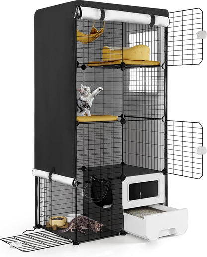 Catio Cover, 37" L x 23.5" W x 50" H Waterproof Cover for Outdoor Cat Enclosure, 420D Cat Cage Cover for Homey Pet Cats Cages, Black (Catio Not Included) - Image 14