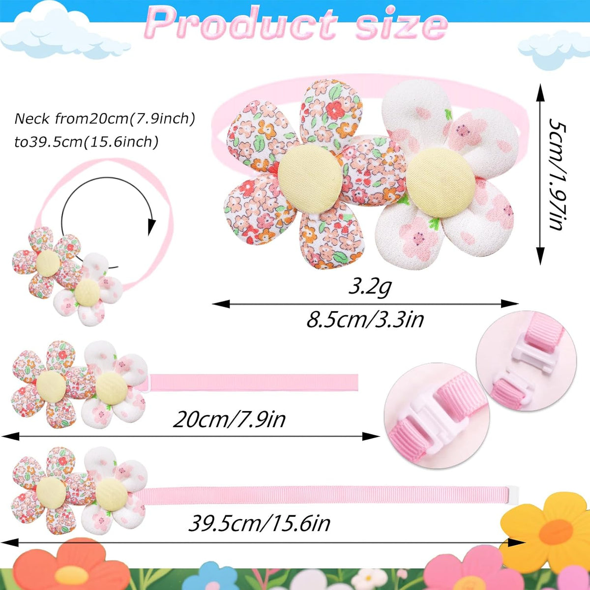 Premium soft polyester cat collar bows with pearl and rhinestone accents