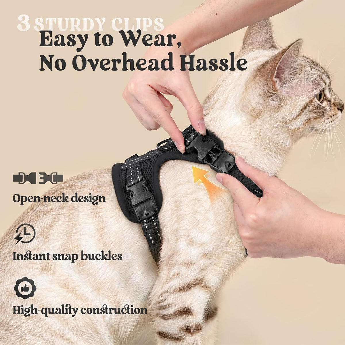 Quick release buckle mechanism and side straps on rabbitgoo adjustable kitten walking harness