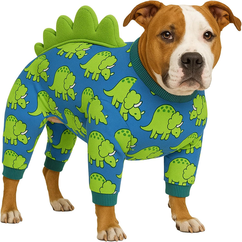 LovinPet Large Dog Pajamas, Four-Leg Stretch Onesie Bodysuit, Lightweight UV-Shielding Pajamas, Anti-Lick Calming Recovery Suit for Surgery, 3D Dino Wing Design with Soft Spikes Blue Purple XL - Image 10