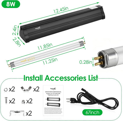 Hygger Zoo fluorescent tube lighting combo kit close up of the electrical mounting hardware elements.
