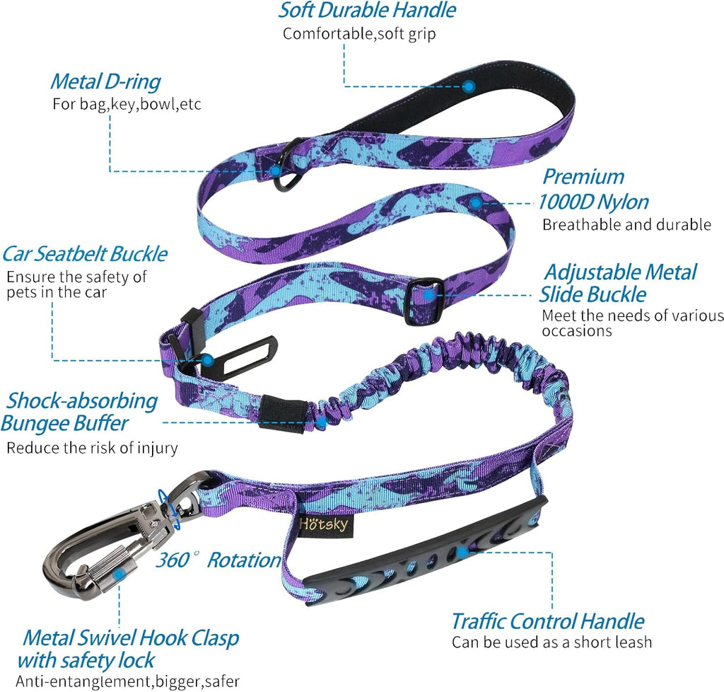 Hotsky heavy duty bungee dog lead close up of the shock absorbing elastic section