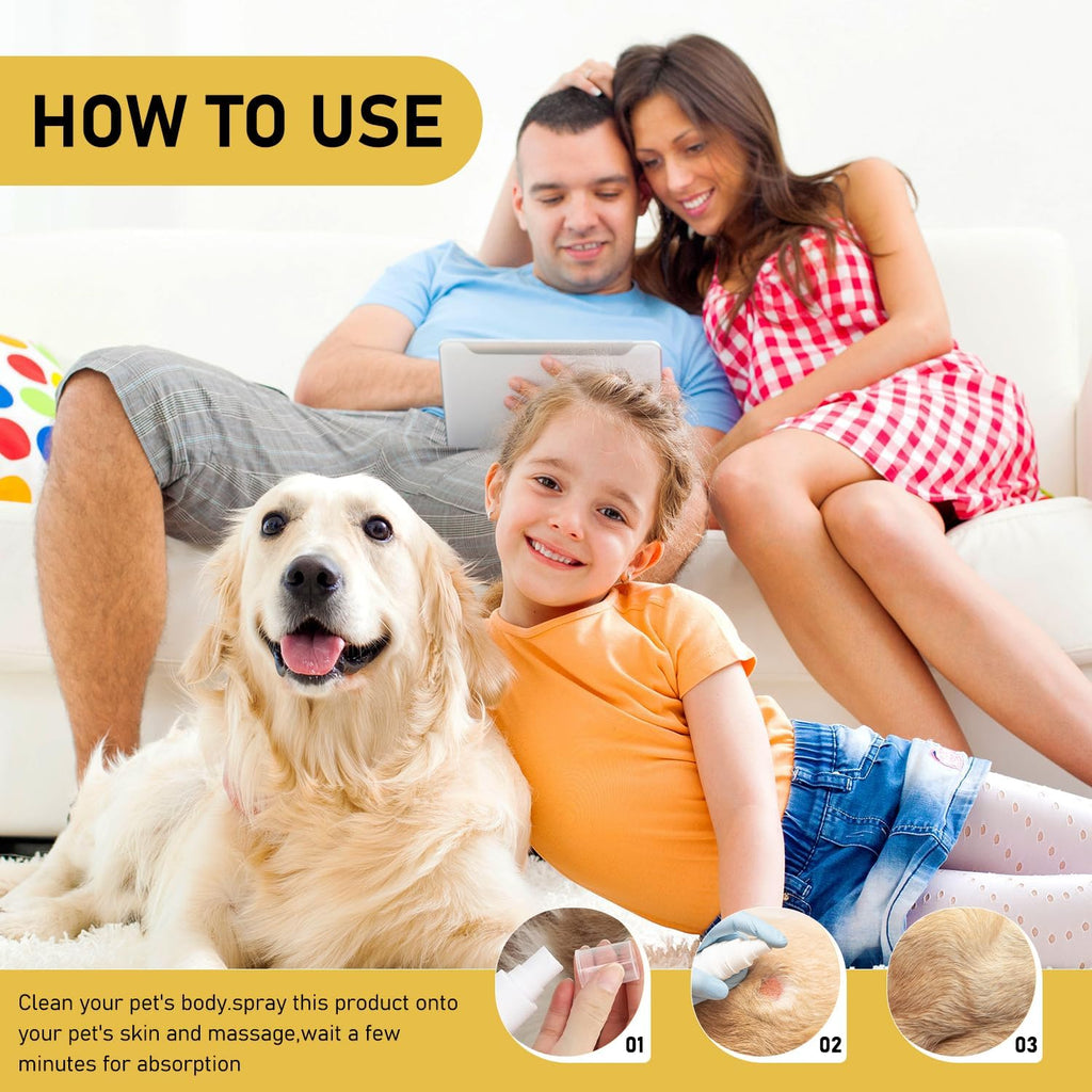 Premium pet dermo care spray showing accurate fluid ounce measurements.