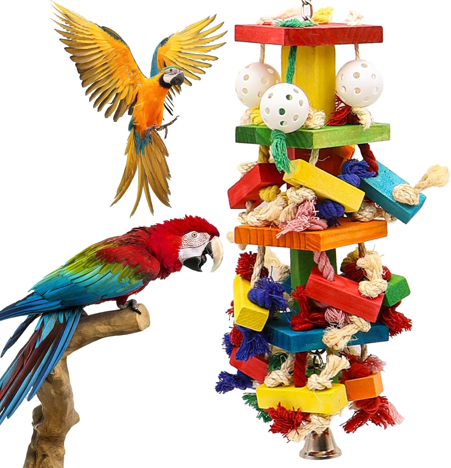 Premium imported unimaxlink interactive bird toy setup showing secure top cage hook.