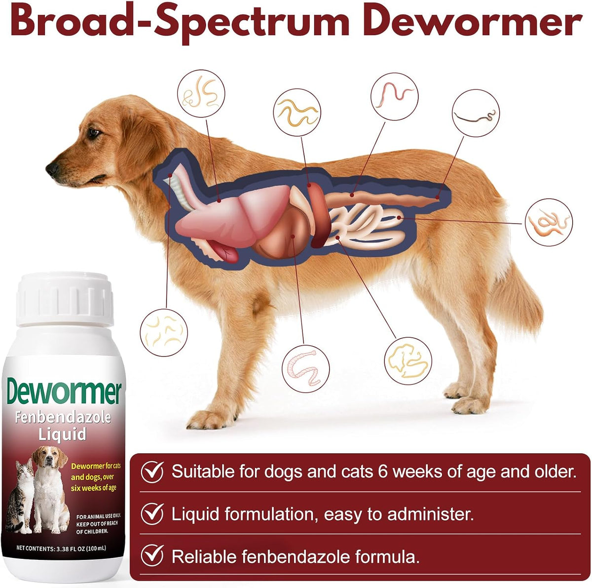 USA imported feline and canine liquid dewormer packaging details