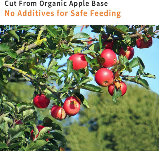 Natural apple tree branches chew toys spread out showing texture and thickness