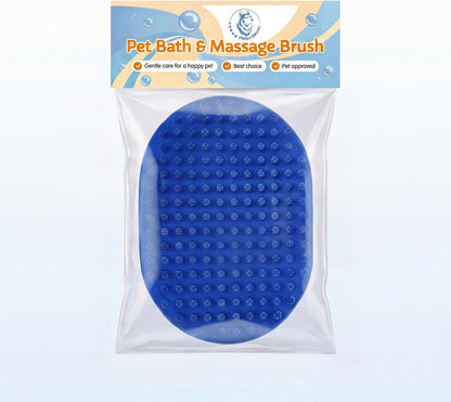 Authentic Pets And Goods imported pet care brush showing ergonomic round design.