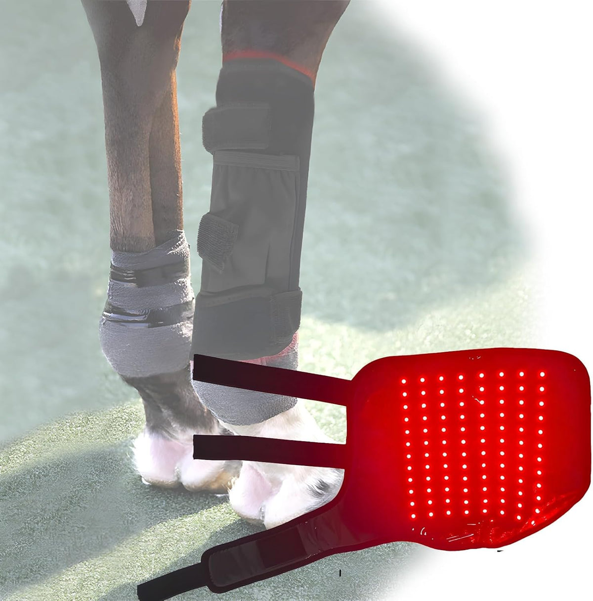 Lanoune horse red light therapy wrap front view on equine leg