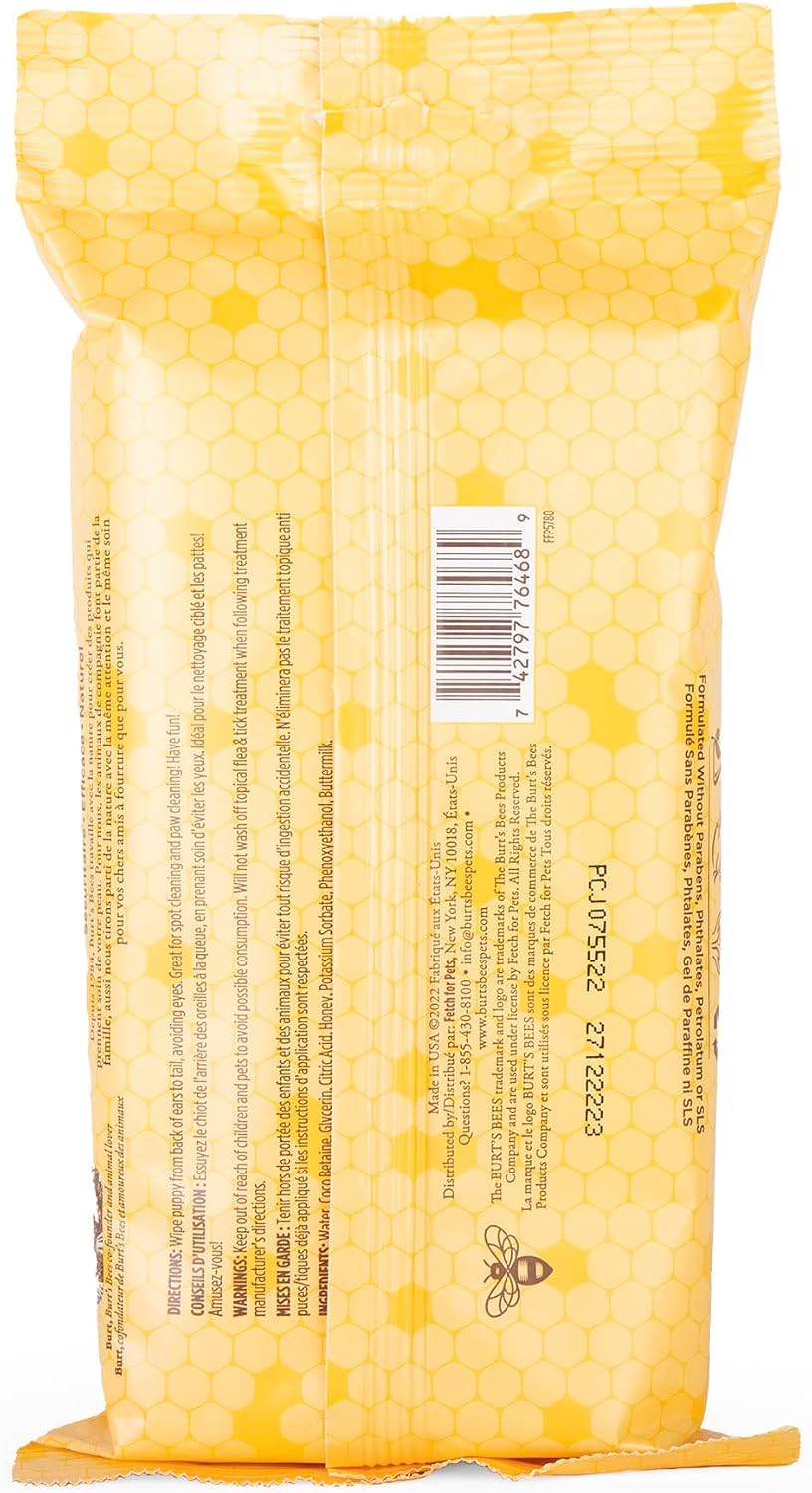 Burt's Bees for Pets Gentle Cleansing Puppy Wipes with Buttermilk - Hypoallergenic, 98% Natural Origin Wipes That Gently Cleanse and Condition, Safe Formula, 50 Count - Image 9