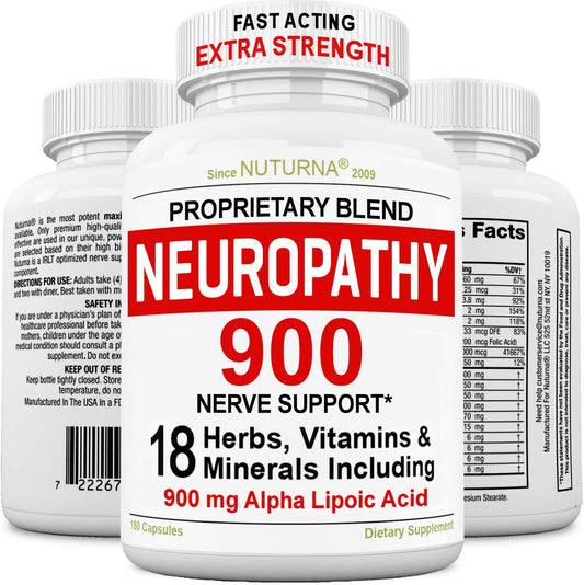 Nuturna Neuropathy Nerve Support Supplement 180 Capsules front view