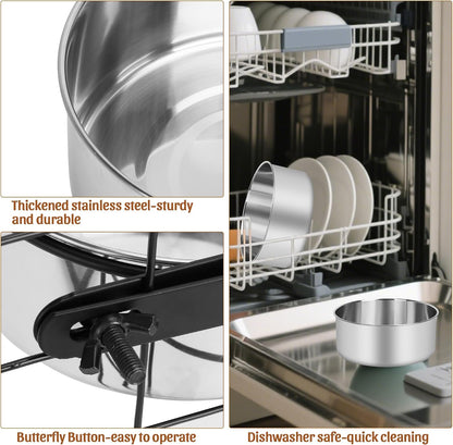 Underneath view of the heavy duty surround style bracket assembly for anti tip pet bowl stability.