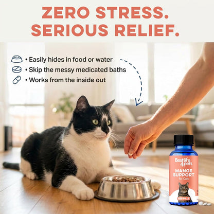 Mange Support for Cats, Natural Cat Itchy Skin, Paws and Ears Relief - Soothes Welts, Scabs, Red and Flaky Skin Reducing Excessive Grooming and Patchy Fur for a Healthy Coat (400 Tiny Tasteless Pills) - Image 10