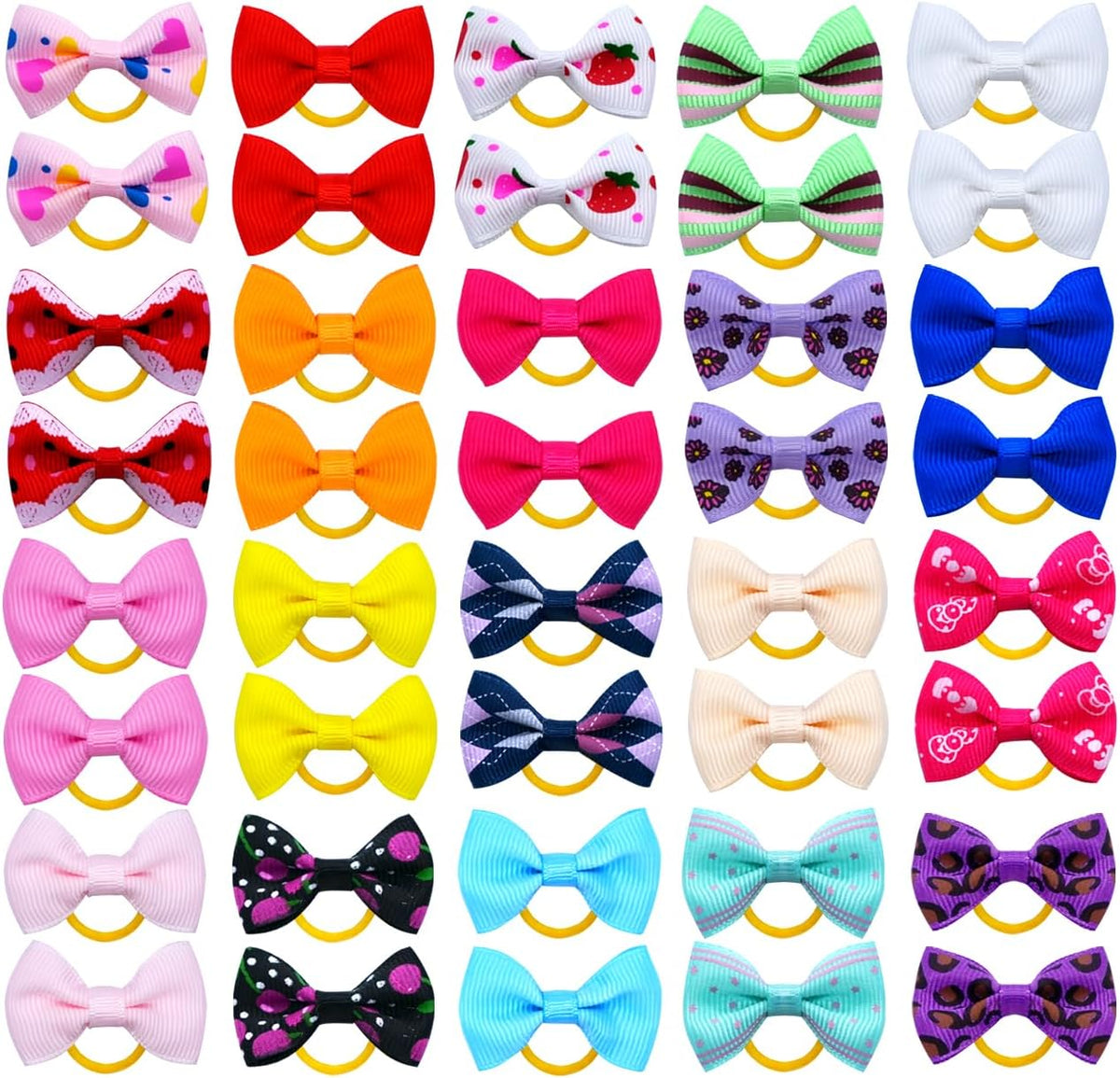 Juccpul dog hair bows front view showcasing variety